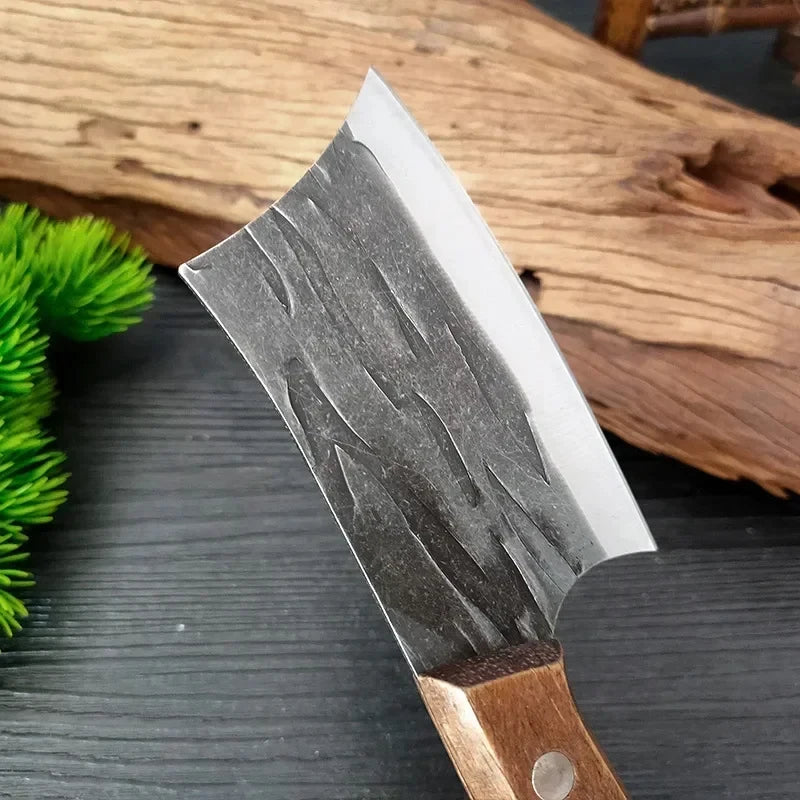 Kitchen Chef Knife Handmade Forged Meat Cleaver Stainless Steel Butcher Knife Wooden Handle