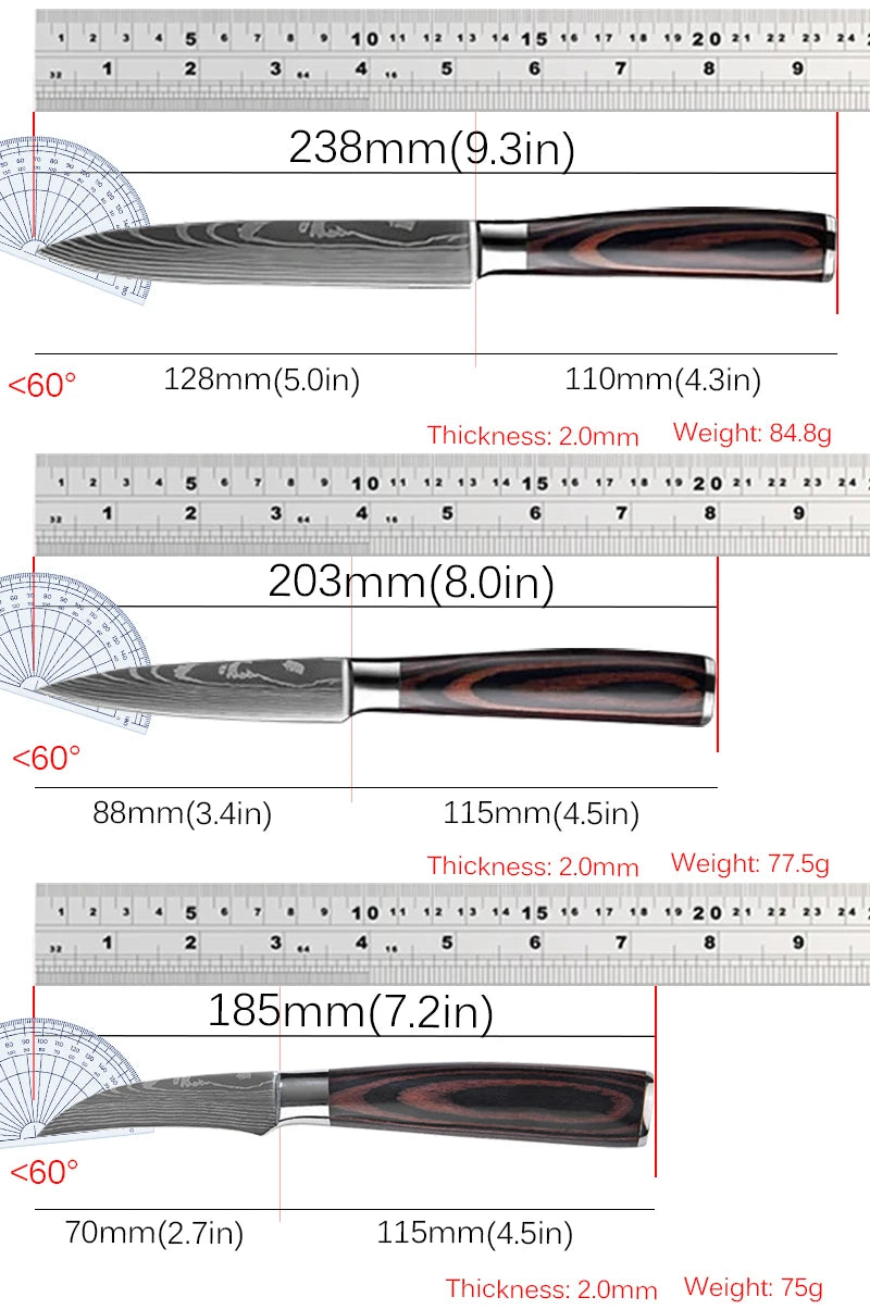 Chef Knives Fruit Vegetable Slicing Knife Damascus Pattern