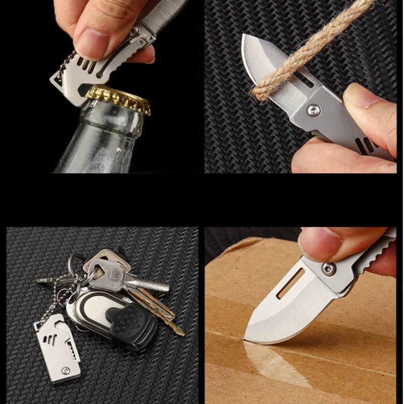 Mini Outdoor Folding Stainless Steel Knife Portable Bottle Opener Sharp Cutting