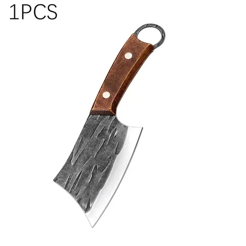 Kitchen Chef Knife Handmade Forged Meat Cleaver Stainless Steel Butcher Knife Wooden Handle