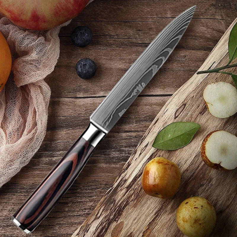 Chef Knives Fruit Vegetable Slicing Knife Damascus Pattern