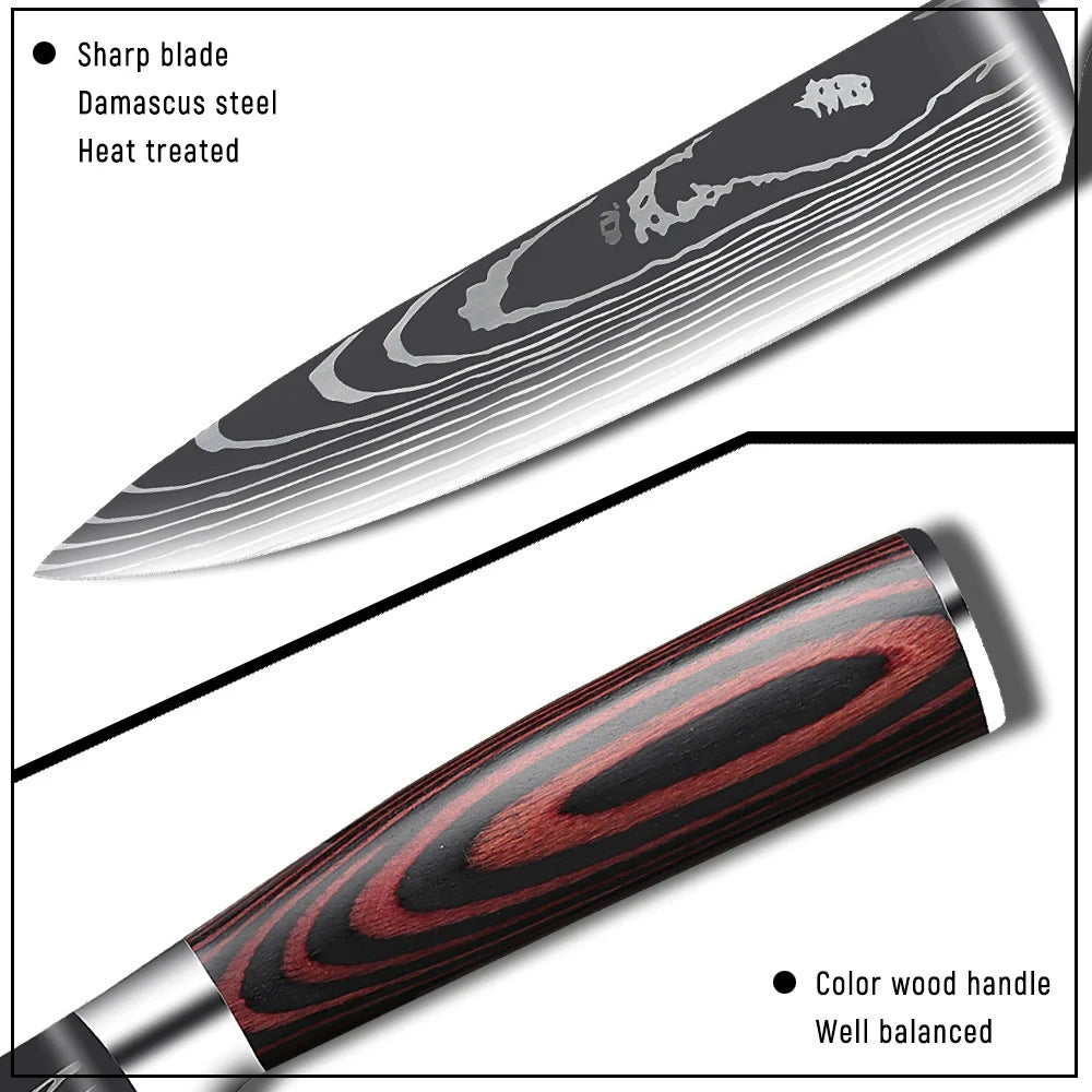 Chef Knives Fruit Vegetable Slicing Knife Damascus Pattern