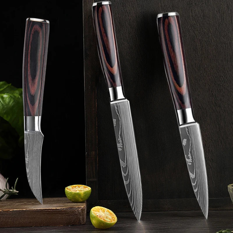 Chef Knives Fruit Vegetable Slicing Knife Damascus Pattern