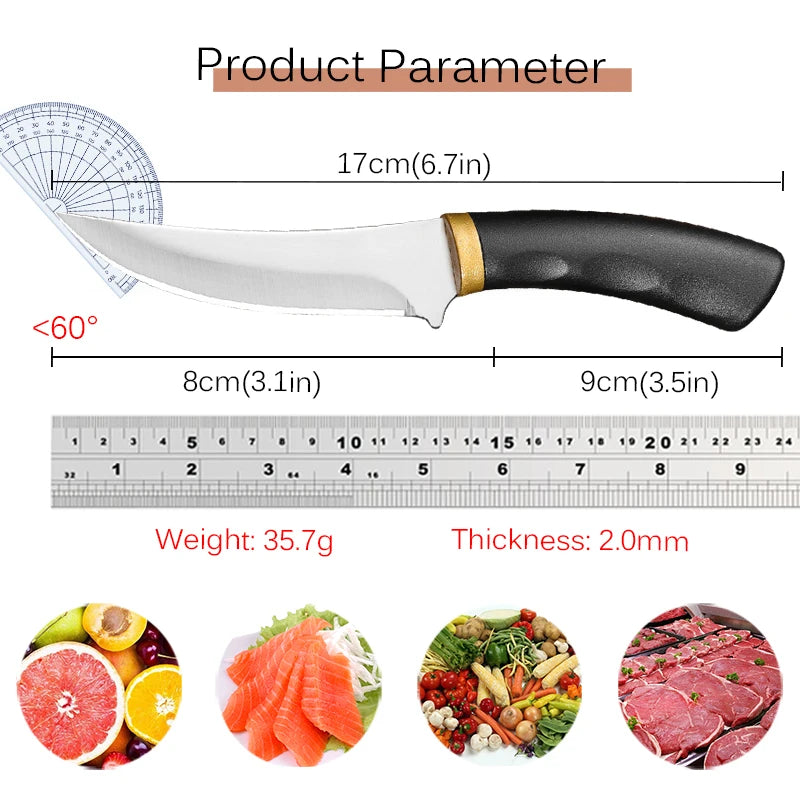 Stainless Steel Boning Knife for Cutting Vegetables, Beef, Lamb and Peeling Fruits