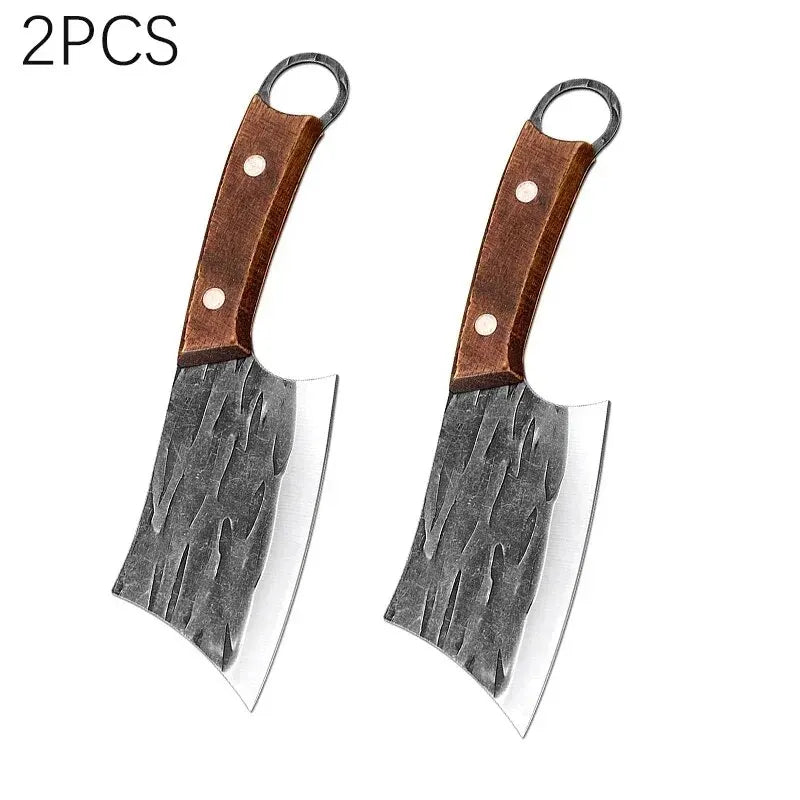 Kitchen Chef Knife Handmade Forged Meat Cleaver Stainless Steel Butcher Knife Wooden Handle