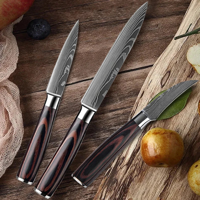 Chef Knives Fruit Vegetable Slicing Knife Damascus Pattern